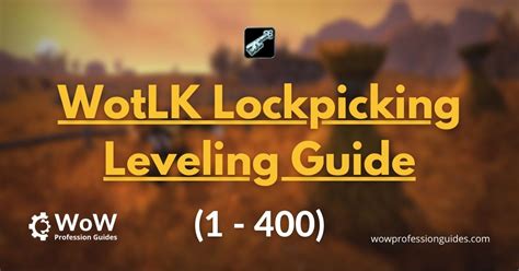 As of patch 4.0.1, this guide has become obsolete. "Lockpicking now skills up as you level, you no longer need to practice. Hovering over your Pick Lock icon will show the current level of box you can open. Feat of Strength for maximising lock picking before the patch was implemented.": . Lockpicking guide wotlk